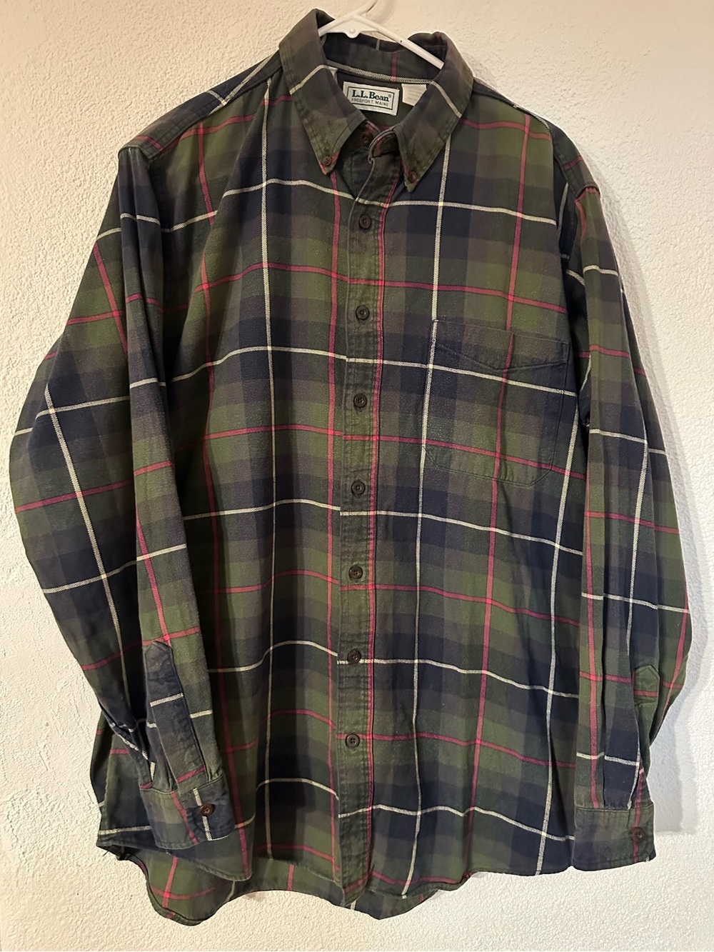 L.LBean Plaid Flannel Button Down Shirt Men  Cotton Long Sleeve Made in US LTall